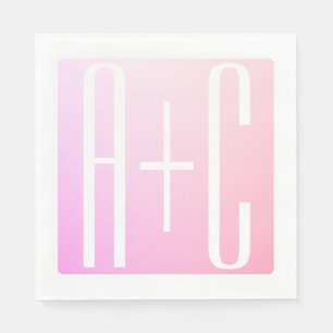Initialen des Paares Subtile Pink Gradation Serviette