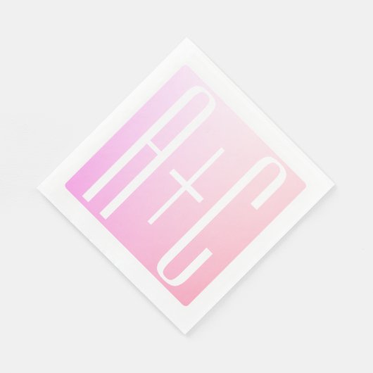 Initialen des Paares | Subtile Pink Gradation Serviette (Ecke)