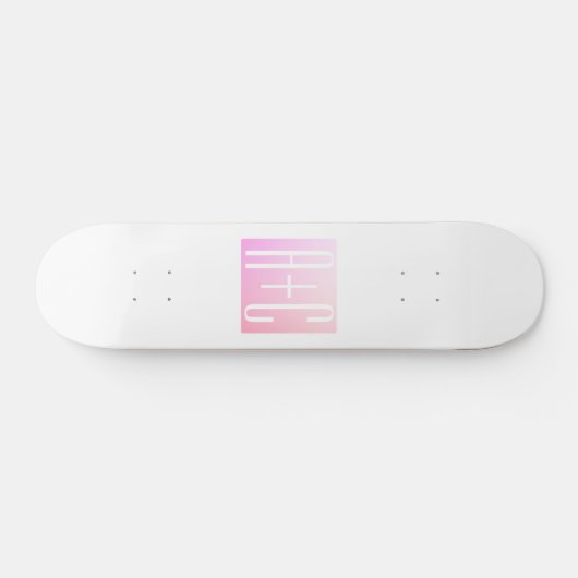 Initialen des Paares | Subtile Pink Gradation Skateboard (Horizontal)