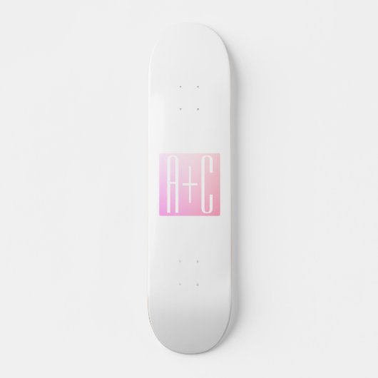 Initialen des Paares | Subtile Pink Gradation Skateboard (Vorne)