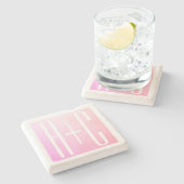 Initialen des Paares | Subtile Pink Gradation Steinuntersetzer (Seitenansicht)