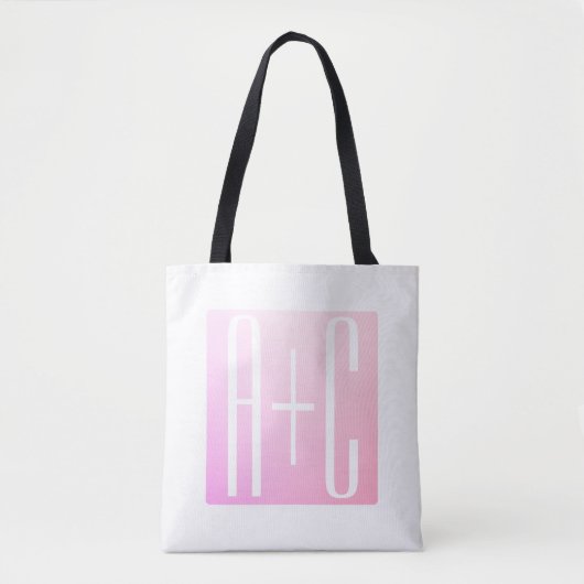 Initialen des Paares | Subtile Pink Gradation Tasche (Vorderseite)