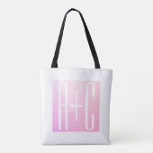 Initialen des Paares | Subtile Pink Gradation Tasche (Rückseite)