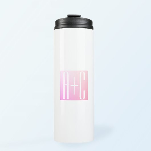 Initialen des Paares | Subtile Pink Gradation Thermosbecher