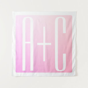 Initialen des Paares Subtile Pink Gradation Wandteppich