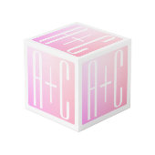 Initialen des Paares | Subtile Pink Gradation Würfel (Vorderseite Schrägansicht)