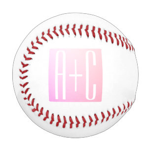 Initialen des Paares   Subtile rosa Abstufung Baseball