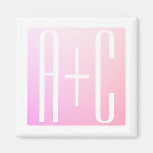 Initialen des Paares Subtile rosa Abstufung Magnet