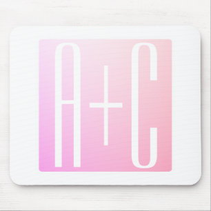 Initialen des Paares   Subtile rosa Abstufung Mousepad
