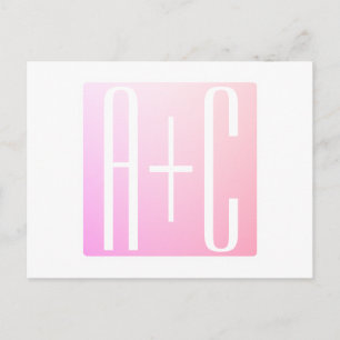 Initialen des Paares Subtile rosa Abstufung Postkarte