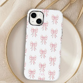 Initialen des rosa Bow Preppy Coquette Pattern Mon Case-Mate iPhone Hülle