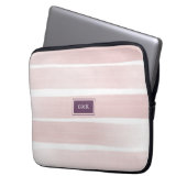 Initialen des rosa Streifen Monogram, Aquarellfarb Laptopschutzhülle (Vorderseite Links)