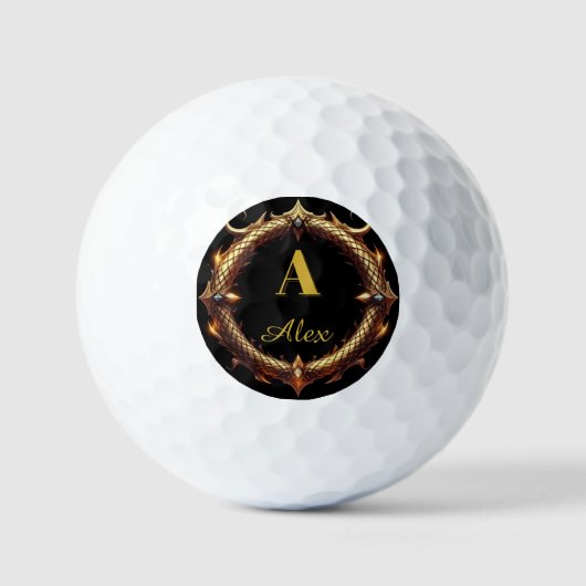 ✨ Initialen-Drache-Ornament-Kreuzrahmen ✨ Golfball (Vorderseite)