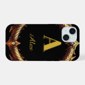 ✨ Initialen-Drache-Ornament-Kreuzrahmen ✨ iPhone 15 Hülle (Rückseite (Horizontal))