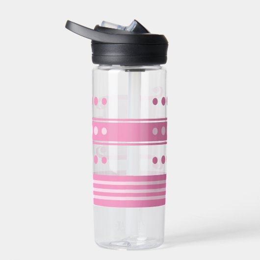 Initialen dunkel und blassrosa mit Streifen hinzuf Trinkflasche (Rechts)