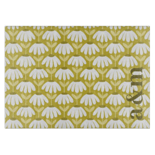 Initialen eines Paares dunkles Gold Vintage Blumen Schneidebrett