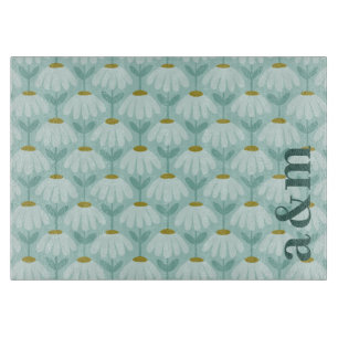 Initialen eines Paares Türkis Blau Vintage Blumenm Schneidebrett