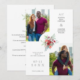 Initialen Extravagante Blüten 2 Fotos farbenfrohe Save The Date