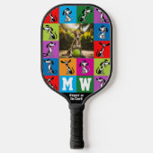 Initialen+Foto + Text-Whippet-a-Doodle Pickleball Schläger (Vorderseite)