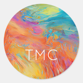 INITIALEN FÜR Abstrakte Kunstmalerei Runder Aufkleber