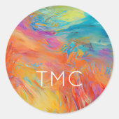 INITIALEN FÜR Abstrakte Kunstmalerei Runder Aufkleber (Vorderseite)