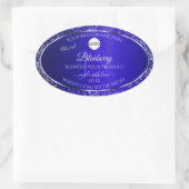 Initialen für den Glitzer von Royal Blue Logos Ovaler Aufkleber (Tasche)