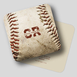 Initialen für den rustikalen Baseball-Coach Monogr Quadratische Visitenkarte