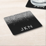 Initialen für die Mädchenbezeichnung in der Schwar Rechteckiger Pappuntersetzer<br><div class="desc">Monogram Name Paper-Untersetzer für den schwarzen und silbernen Sparkle-Glitzer Dies macht den perfekten Abschluss,  Geburtstag,  Hochzeit,  Brautparty,  Jubiläum,  Babydusche oder Junggeselinnen-Abschied Geschenk für jemanden,  die Lieben glamourösen Luxus und schicke Stile.</div>