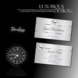 Initialen für helle Silber-Glitzer-Logo mit glatte Visitenkarte