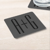 Initialen für klassische Paare | Schwarz & Grau Rechteckiger Pappuntersetzer (angewinkelt)