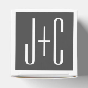 Initialen für moderne Paare Grau und Weiß Geschenkschachtel