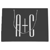 Initialen für moderne Paare | Grau und Weiß Große Geschenktüte (Vorderseite)