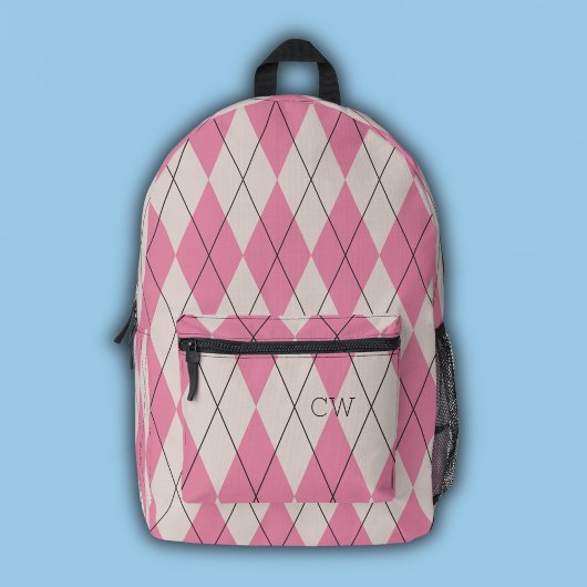 Initialen für Monogramm drucken der Pink-Raute, Pr Bedruckter Rucksack