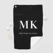 Initialen für Schwarz-weiße Monogramm Golfhandtuch (Insitu)