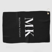 Initialen für Schwarz-weiße Monogramm Golfhandtuch (Horizontal)