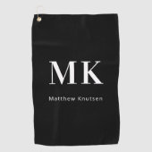 Initialen für Schwarz-weiße Monogramm Golfhandtuch (Vorderseite)