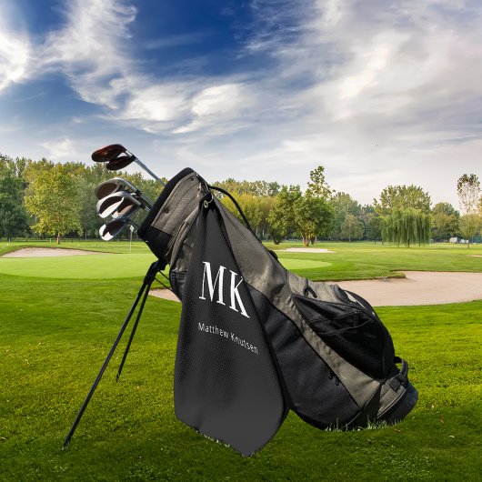 Initialen für Schwarz-weiße Monogramm Golfhandtuch