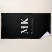 Initialen für Schwarz-weiße Monogramm Strandtuch (Vorderseite)