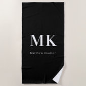 Initialen für Schwarz-weiße Monogramm Strandtuch (Vorderseite)
