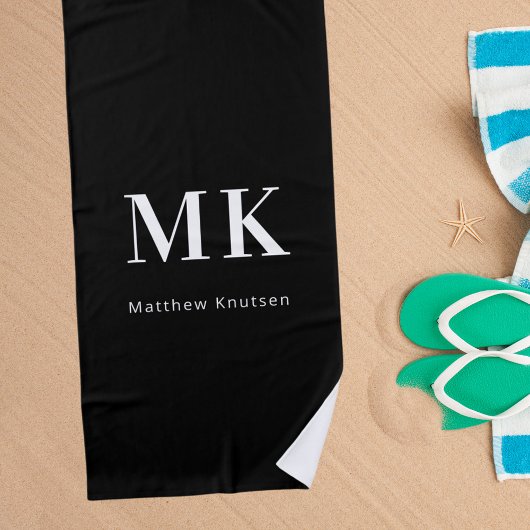 Initialen für Schwarz-weiße Monogramm Strandtuch