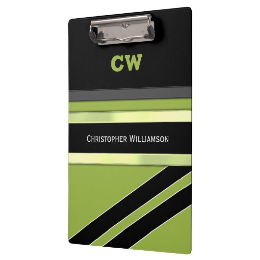 Initialen für schwarze und grüne Namen Klemmbrett (Links)