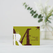 Initialen-grünes molliges terminkarte (Stehend Vorderseite)