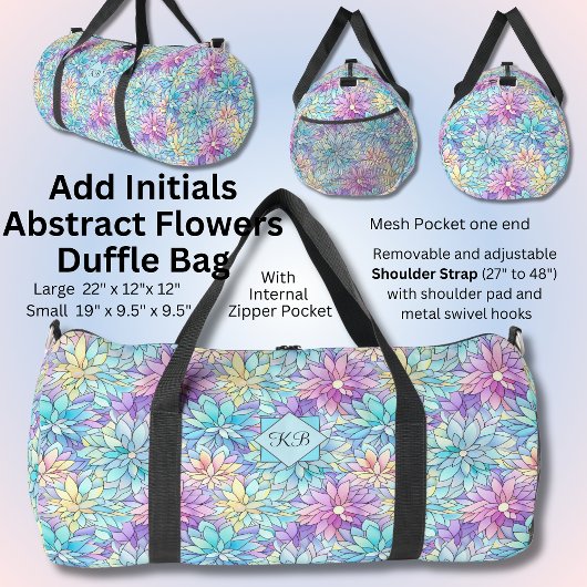 Initialen hinzufügen, Abstrakte Blume einfügen Duffle Bag