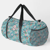 Initialen hinzufügen, Aqua Blue Delphine & Blume Duffle Bag (Rechte Ecke)