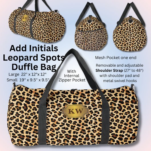Initialen hinzufügen, braune Leoparden-Punkte Duffle Bag