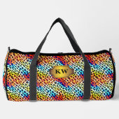 Initialen hinzufügen, mehrfarbige Leoparflächen Duffle Bag (Vorderseite)