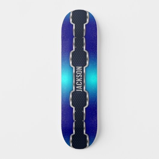 Initialen hinzufügen, metallischer schwarzer Shine Skateboard (Vorderseite)