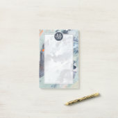 Initialen hinzufügen | Polyphonisches Meer - Blau Post-it Klebezettel (Auf Schreibtisch)