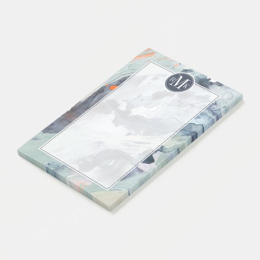 Initialen hinzufügen | Polyphonisches Meer - Blau Post-it Klebezettel (angewinkelt)