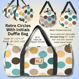 Initialen hinzufügen, Retro-Kreise grünbraune Crem Duffle Bag